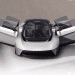 Chrysler Halcyon Concept car parked in desert landscape, sleek design, expansive glass canopy reflecting sunset.