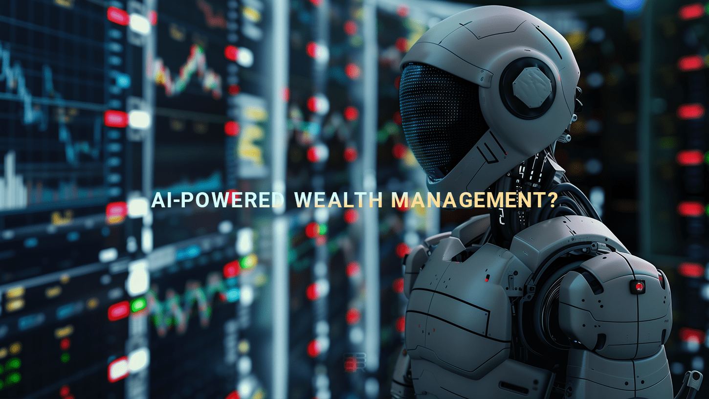 A robotic arm holding a stock chart, symbolizing AI's growing role in financial decision-making.