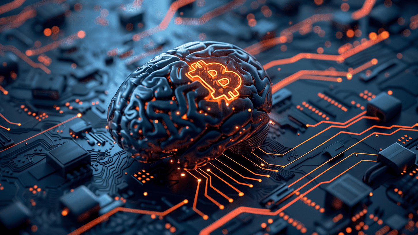 A visual representation of Bitcoin coins merging with a network of interconnected nodes, symbolizing the integration of Bitcoin into the Proof-of-Stake ecosystem.