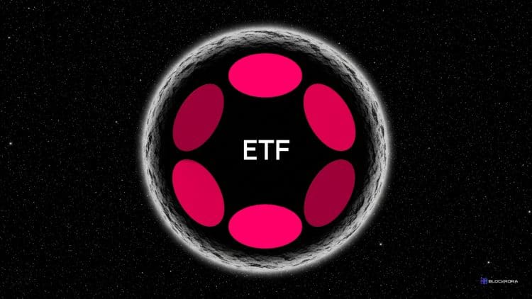 Grayscale Polkadot ETF filing with SEC logo and DOT coin.