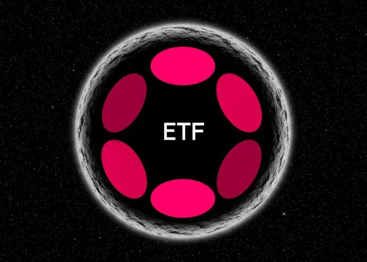 Grayscale Polkadot ETF filing with SEC logo and DOT coin.