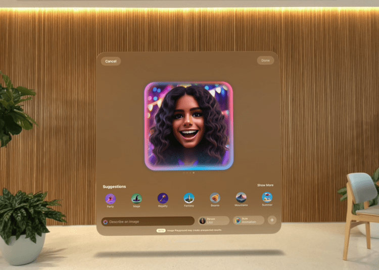 Apple Intelligence AI update for Vision Pro launching in April 2025.