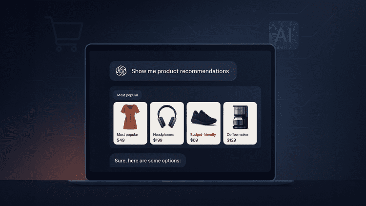 ChatGPT interface showcasing AI-powered shopping results across fashion and tech categories