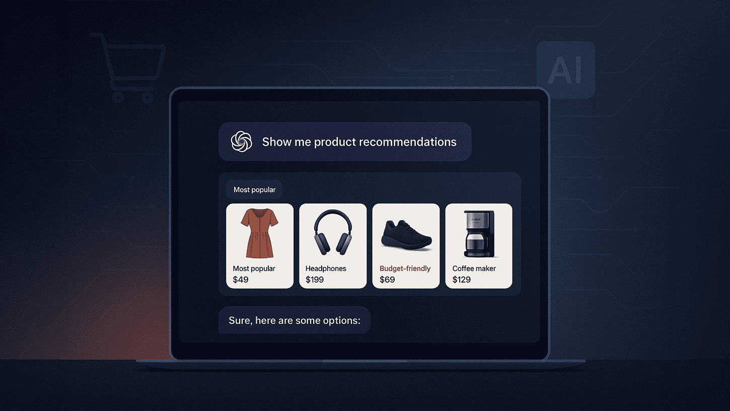 ChatGPT interface showcasing AI-powered shopping results across fashion and tech categories