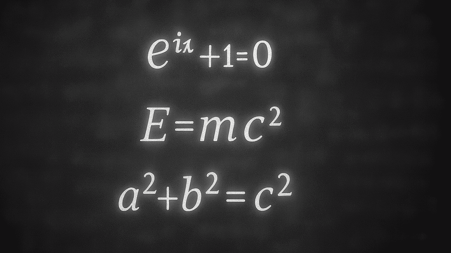 Unsolved math equations across a digital blackboard, representing the challenge faced by AI models like OpenAI and Google DeepMind at the International Math Olympiad.