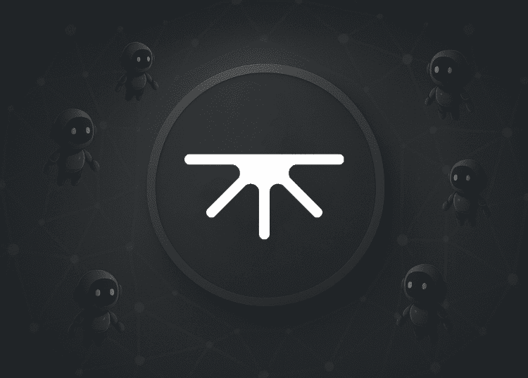 Thirdfy logo surrounded by dark gray AI agent bots in a futuristic network background, symbolizing intelligent automation in decentralized finance.
