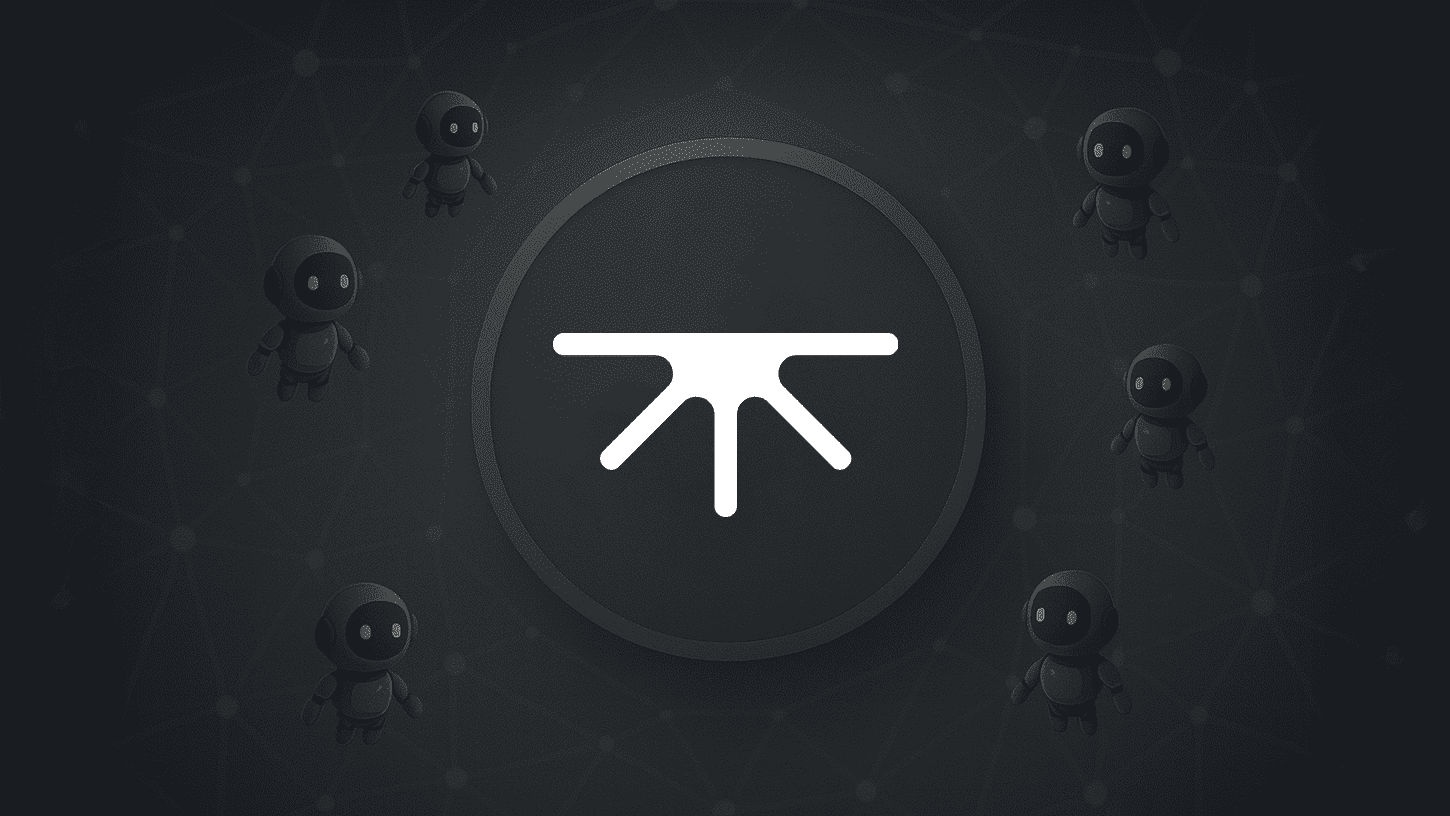 Thirdfy logo surrounded by dark gray AI agent bots in a futuristic network background, symbolizing intelligent automation in decentralized finance.