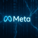Meta logo with digital cracks and cascading “META AI” code, symbolizing instability in Meta’s AI strategy