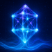 3D glowing lattice of light beams forming a crystal-like supersolid structure with flowing neon waves, symbolizing a quantum physics breakthrough.
