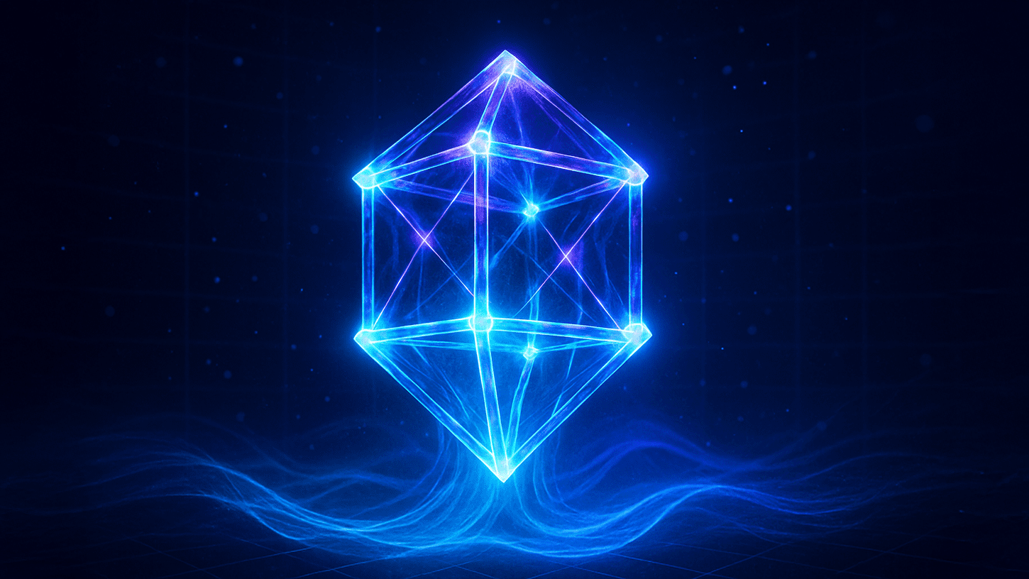 3D glowing lattice of light beams forming a crystal-like supersolid structure with flowing neon waves, symbolizing a quantum physics breakthrough.