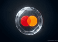 Mastercard logo glowing inside a digital crystalline stablecoin token representing the Zero Hash acquisition.