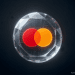 Mastercard logo glowing inside a digital crystalline stablecoin token representing the Zero Hash acquisition.