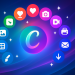 3D digital artwork inspired by Canva’s Creative Operating System, featuring a glowing “C” sphere surrounded by colorful design icons symbolizing AI-powered creativity and digital innovation.