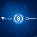 VALR and Mukuru partnership illustration featuring a USDC digital coin over a connected Africa map, representing stablecoin savings and financial access.