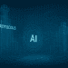 Futuristic 3D wireframe blueprint showing AI at the center of a digital architecture, with labeled structures for protocols and tools, symbolizing open AI agent standards.