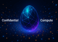 “3D glowing Cocoon egg with neon network lines and floating AI nodes, with the words Confidential Compute on each side, representing TON’s decentralized confidential compute network.”