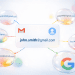 AI-generated illustration showing a Gmail account profile connected to multiple email address aliases, representing Google’s planned Gmail address change feature without data loss.