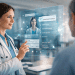 Clinician reviewing an AI-powered health assistant interface designed to support patient care decisions