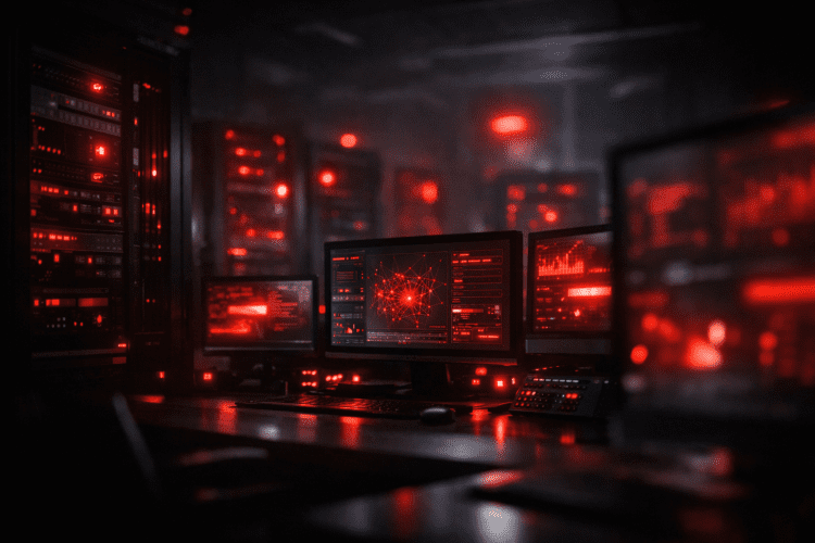Abstract AI operations environment with red system alerts representing OpenAI’s code red strategy and accelerated GPT Image 1.5 release