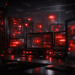 Abstract AI operations environment with red system alerts representing OpenAI’s code red strategy and accelerated GPT Image 1.5 release
