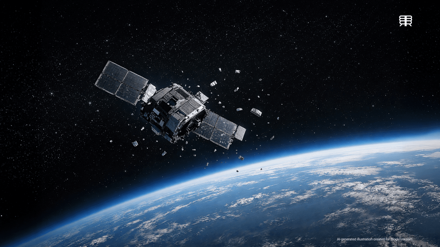 Damaged Starlink satellite tumbling in low Earth orbit as small debris fragments follow a rare orbital failure