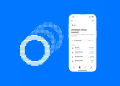 World App interface showing a USD virtual account and deposit history, displayed alongside the World logo on a blue background.