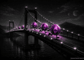 Ethereum tokens crossing a dark bridge in Klever pink and purple, symbolizing Klever’s new Ethereum cross-chain bridge