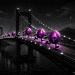 Ethereum tokens crossing a dark bridge in Klever pink and purple, symbolizing Klever’s new Ethereum cross-chain bridge
