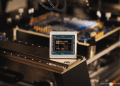 Microsoft Maia 200 custom AI inference chip showcased inside a data centre rack environment