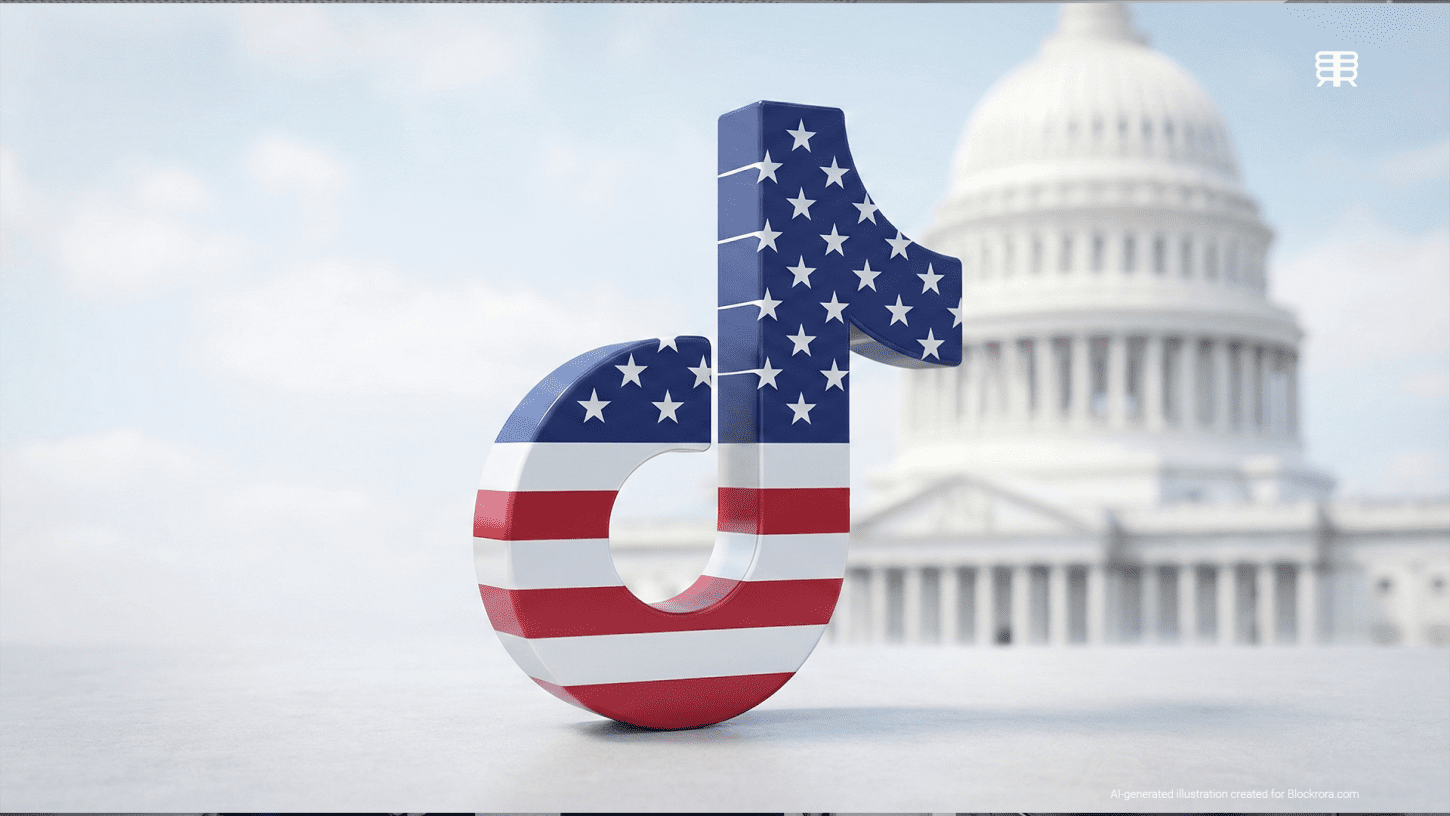 TikTok logo styled with the U.S. flag, symbolising the company’s new U.S. joint venture formed to avoid an American ban