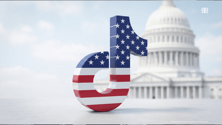TikTok logo styled with the U.S. flag, symbolising the company’s new U.S. joint venture formed to avoid an American ban