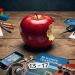A red apple with a bite taken out, surrounded by age categories: under 13, 13-17, and 18 plus.