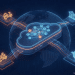 Digital visualization of global cloud infrastructure connecting e-commerce and AI operations for the AWS and Prosus three-year strategic partnership.