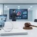 Magnifying glass and gavel over an FDA report on AI surgical tool malfunctions.