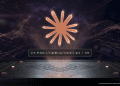 Abstract visualization of Anthropic Claude Code multi-agent system performing automated enterprise code reviews with the official Claude starburst logo and installation script.