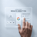 A minimalist illustration of a user interacting with the Google Results About You privacy tool to block personal information from search results.