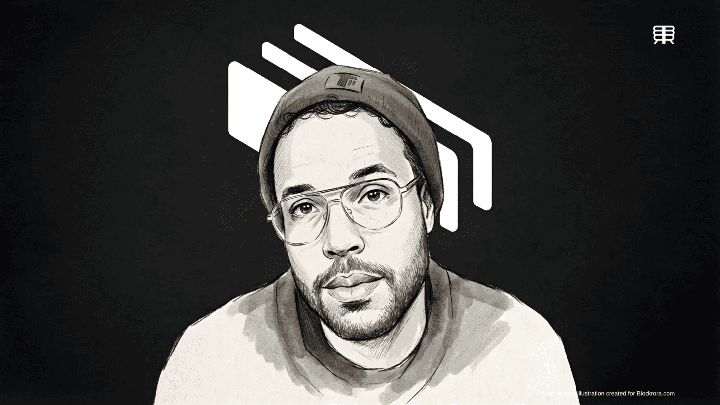 Sketch illustration of Dennison Bertram centered against the Tally logo background for the company's shutdown news.