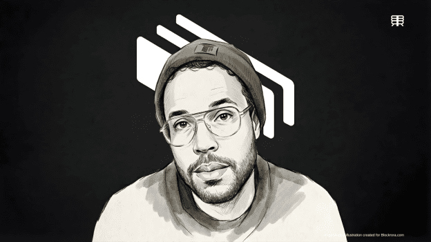 Sketch illustration of Dennison Bertram centered against the Tally logo background for the company's shutdown news.