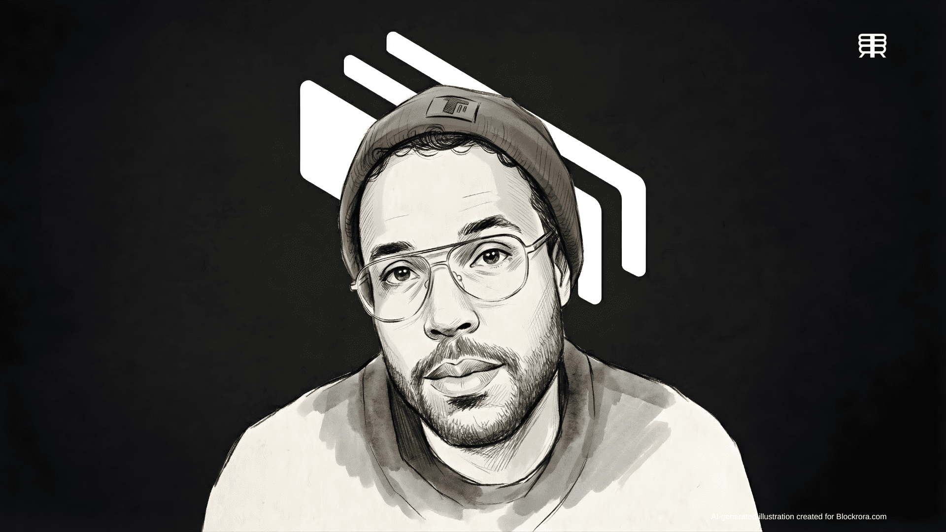 Sketch illustration of Dennison Bertram centered against the Tally logo background for the company's shutdown news.