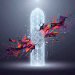 A minimalistic editorial illustration of a glowing digital pillar being breached by a circuit-integrated AI brain icon, representing Anthropic’s Mythos model and cyber security risks.