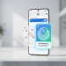 A high-quality editorial 3D render of a smartphone displaying Chrome’s Android privacy settings, highlighting the transition from precise to approximate location sharing with a blue shield icon.