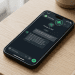 A high-quality editorial photograph of a smartphone on a wooden surface displaying the WhatsApp Private AI Chat interface with a green incognito icon.