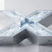 A minimalist 3D rendering of a brushed-metal SpaceX 'X' structure embedded with glowing digital code circuits, featuring a polished titanium Cursor AI icon at the centre.