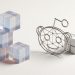 3D abstract design of glowing AI data cubes next to a metallic Reddit logo network on a clean white background, representing AI search marketing.